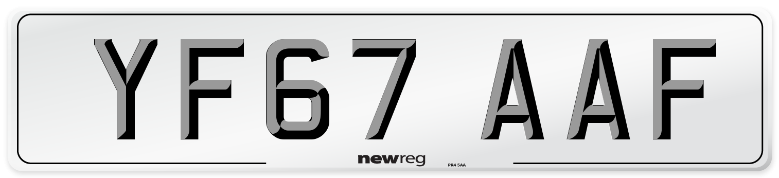 YF67 AAF Number Plate from New Reg